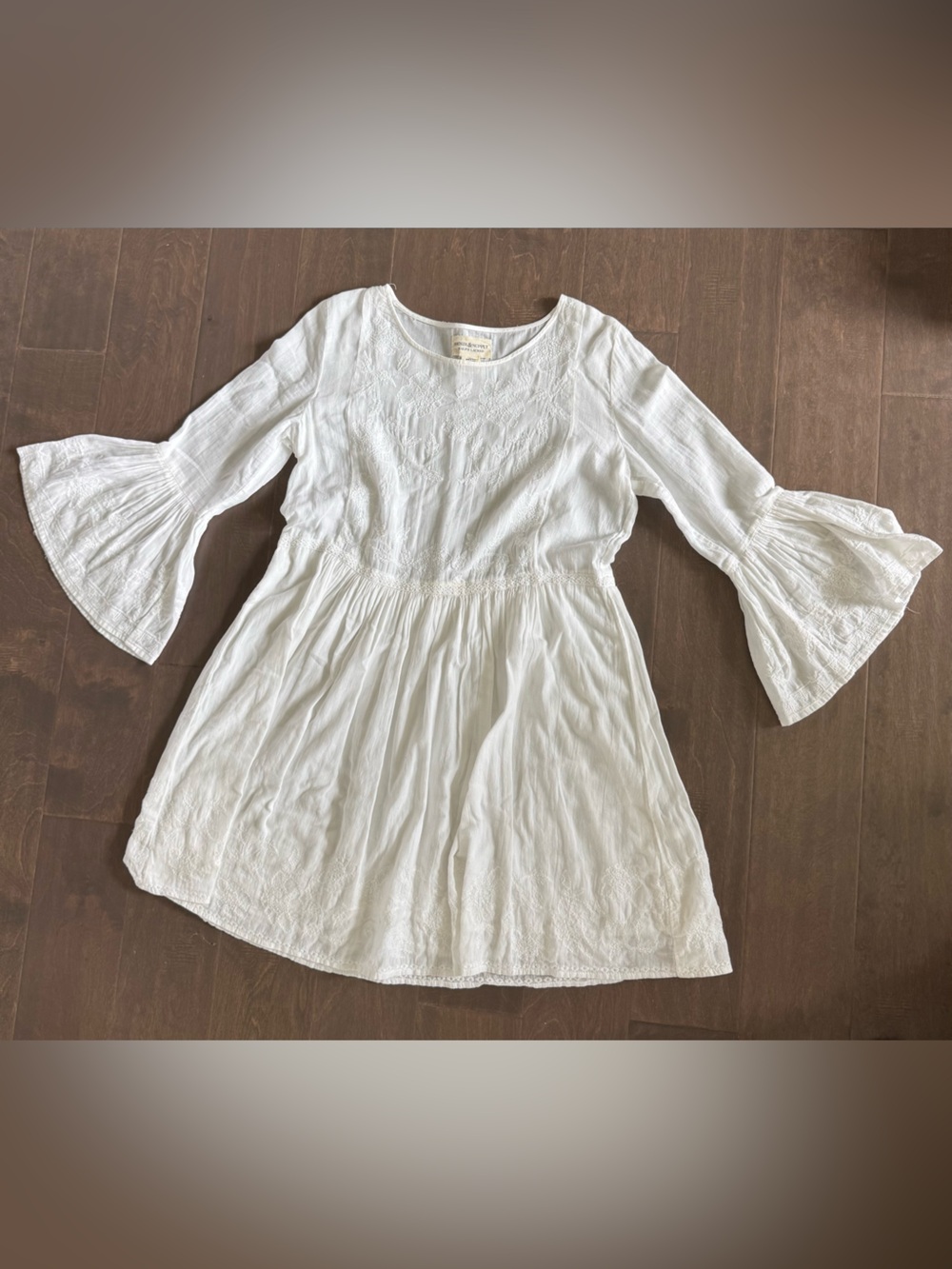 Ralph Lauren Denim & Supply White Embroidered Bell Sleeve Dress Boho